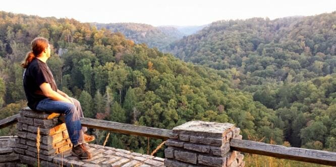Sunset view from Three Forks of Beaver Creek Overlook. Some of the ridges in the background
are proposed for logging.